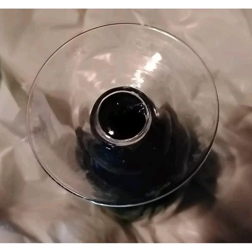 Vntg Goblet‎ Green MCM Glass for Wine Clear Pedestal @ 6 1/4